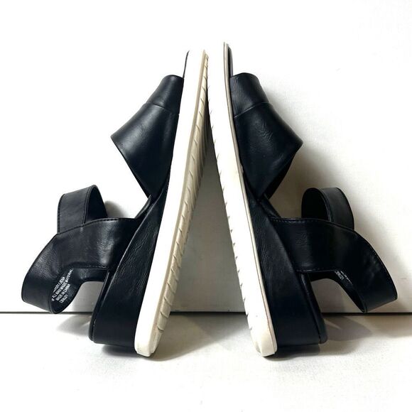 Sofft EuroSoft Sandal Womens 7M Comfort Casual Wedge Black Faux Leather Open Toe - Picture 7 of 12